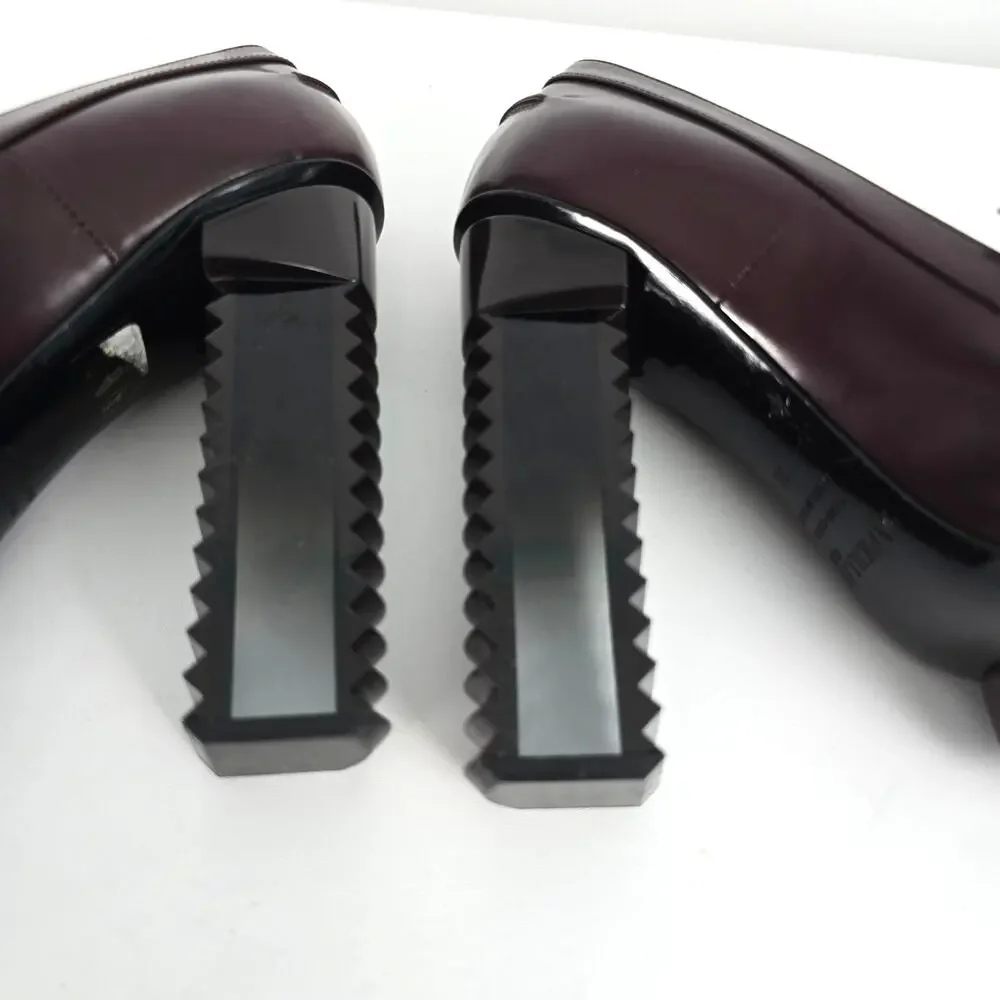 Aperlai High Heel Loafer Lucite Zig Zag Heel Platform Oxblood Burgundy Size 38